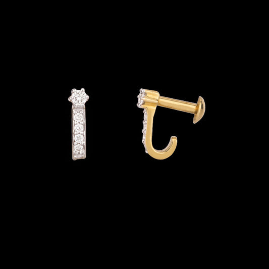 18K Yellow Gold Diamond Nosepin - 0.089ct VVS-EF