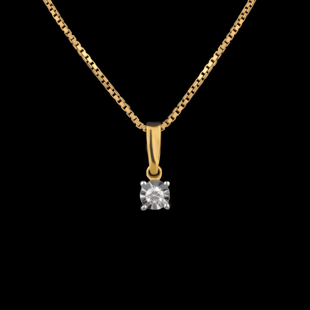 14K Yellow Gold Diamond Pendant - 0.06ct SI-IJ