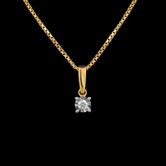 14K Yellow Gold Diamond Pendant - 0.06ct SI-IJ