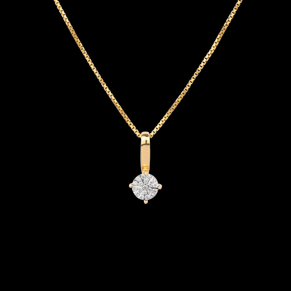 18K Yellow Gold Diamond Pendant - 0.1ct VVS-VS-GH
