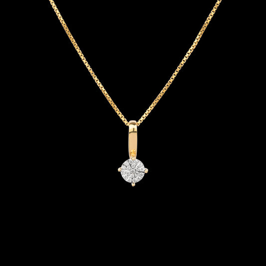 18K Yellow Gold Diamond Pendant - 0.1ct VVS-VS-GH