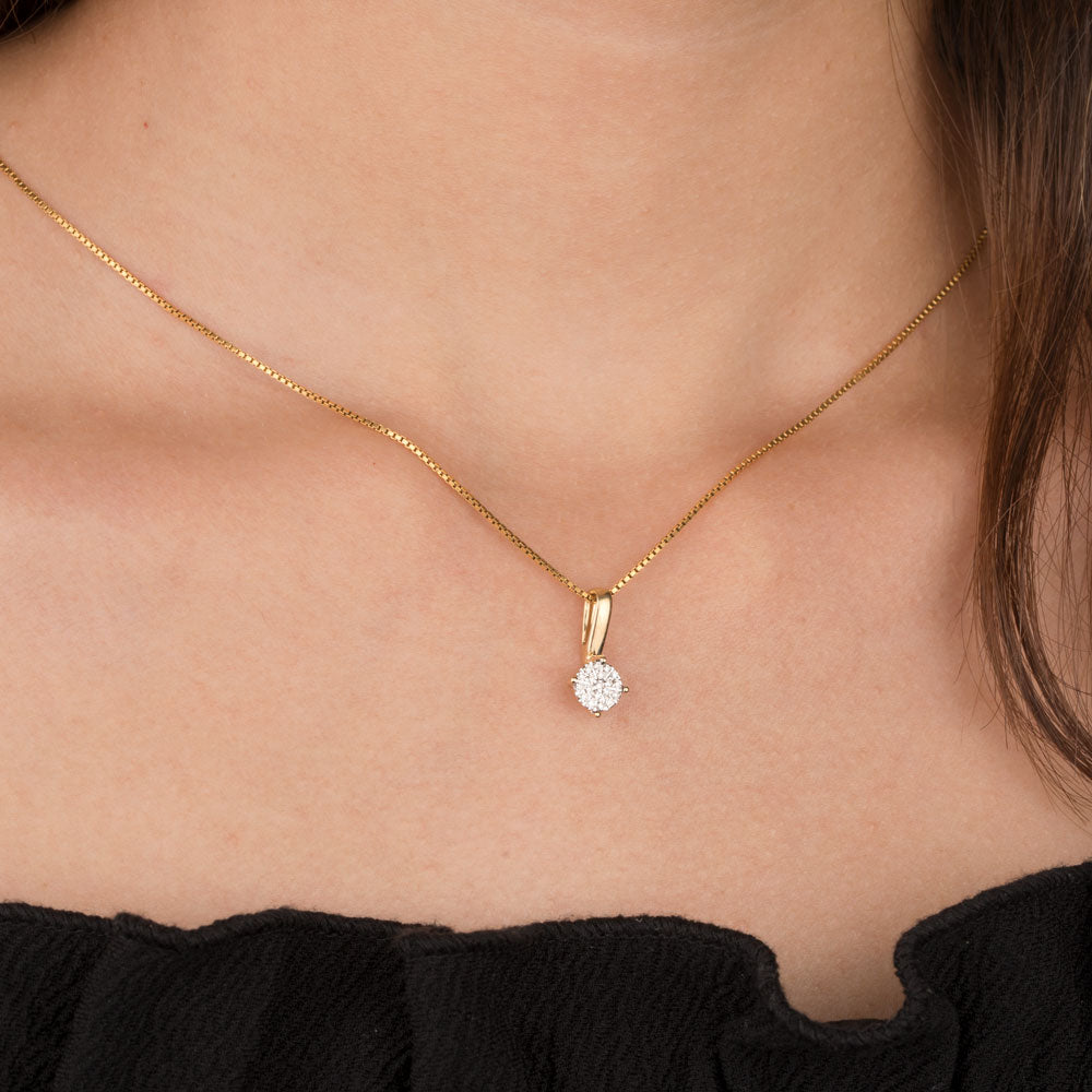 18K Yellow Gold Diamond Pendant - 0.1ct VVS-VS-GH