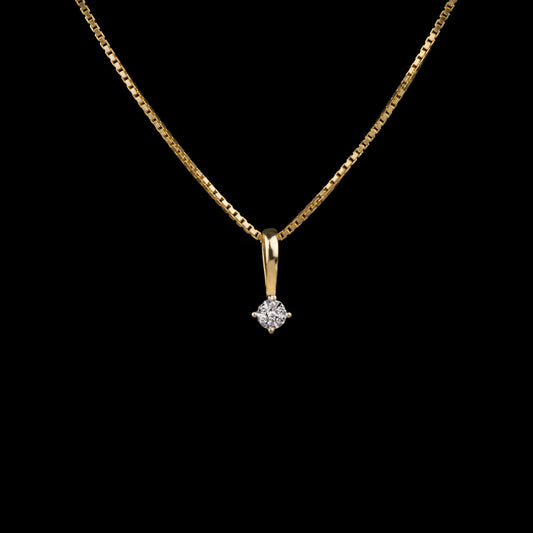 14K Yellow Gold Diamond Pendant - 0.03ct SI-IJ