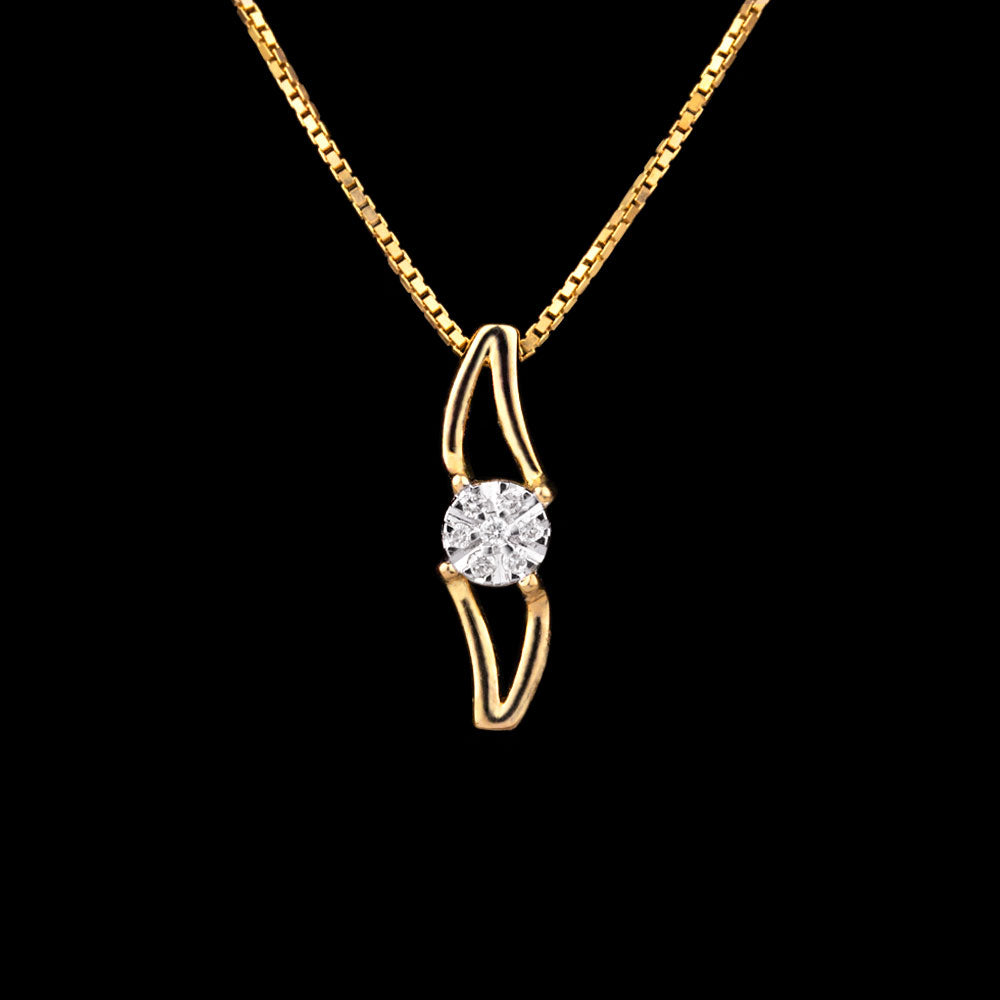 18K Yellow Gold Diamond Pendant - 0.04ct VVS-VS-GH