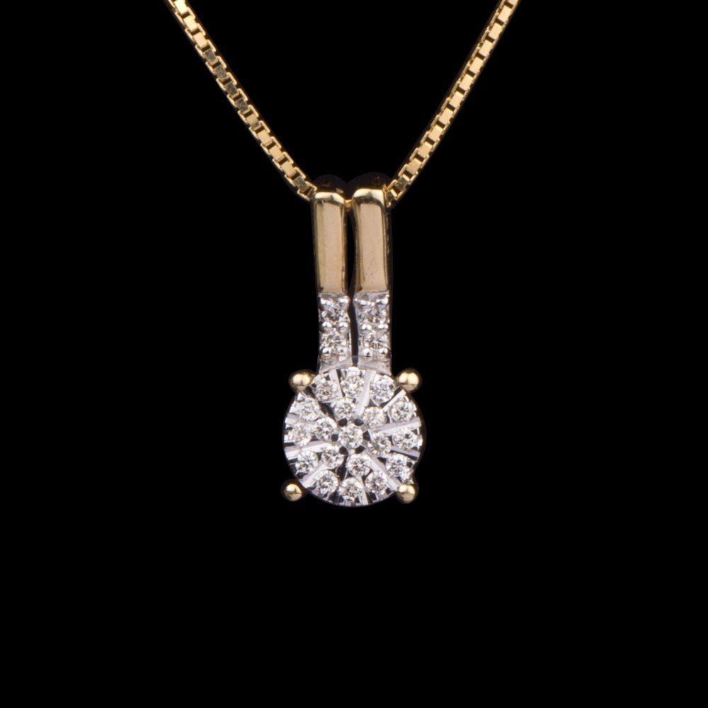 14K Yellow Gold Diamond Pendant - 0.1ct SI-IJ