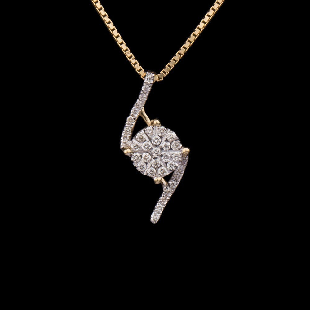 18K Yellow Gold Diamond Pendant - 0.15ct VVS-VS-GH