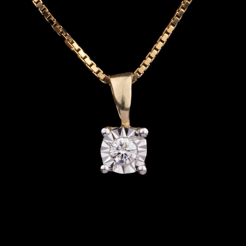 14K Yellow Gold Diamond Pendant - 0.05ct SI-IJ