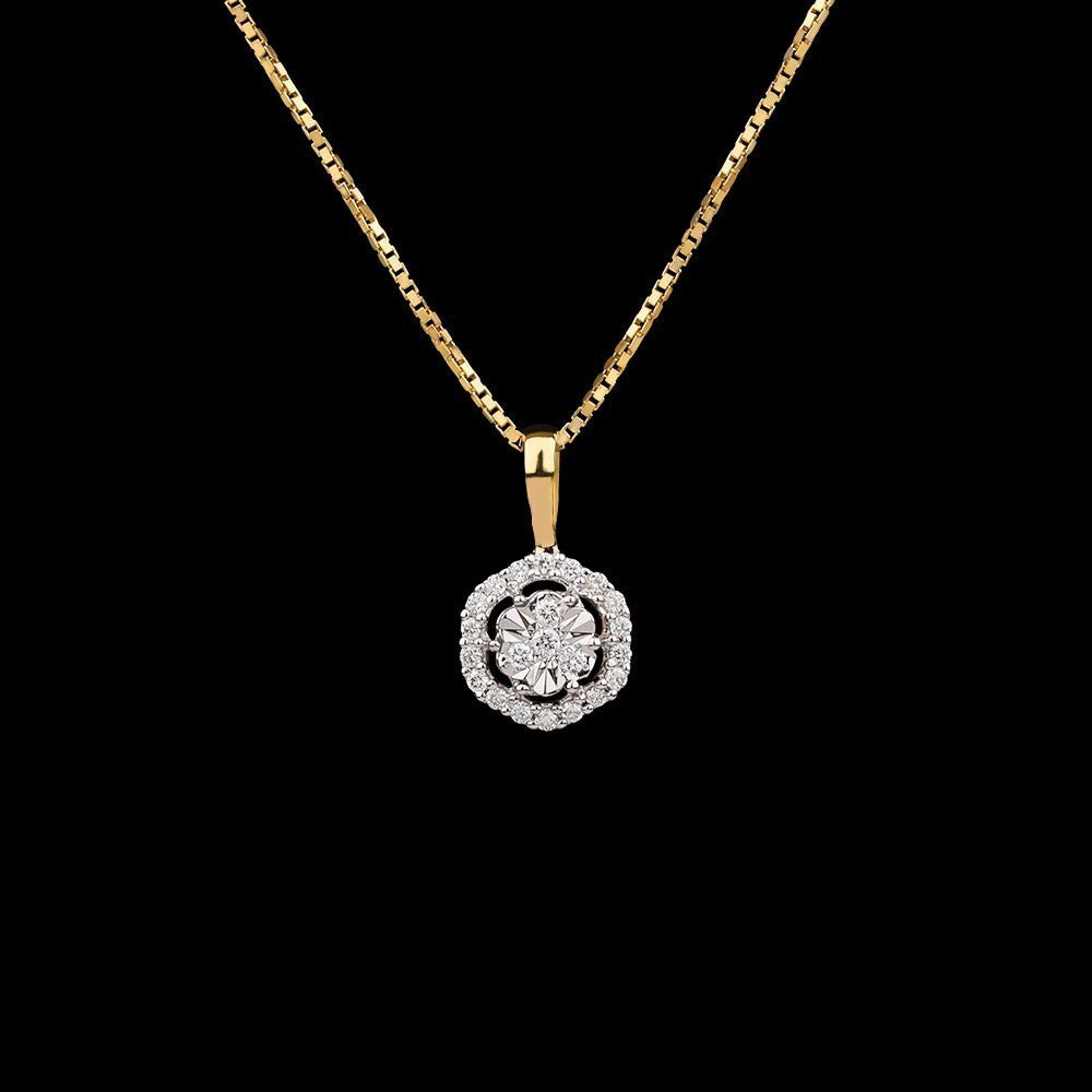14K Yellow Gold Diamond Pendant - 0.09ct VVS-VS-GH
