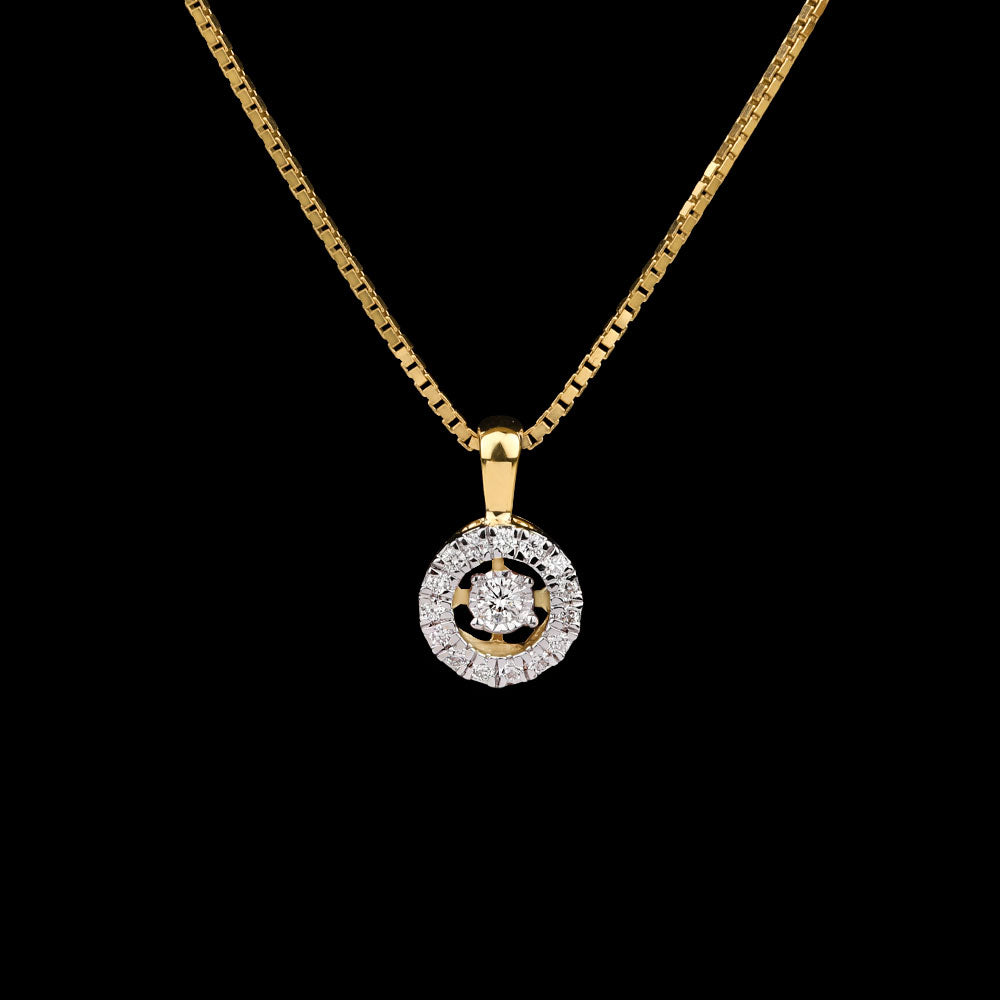 14K Yellow Gold Diamond Pendant - 0.12ct SI-IJ