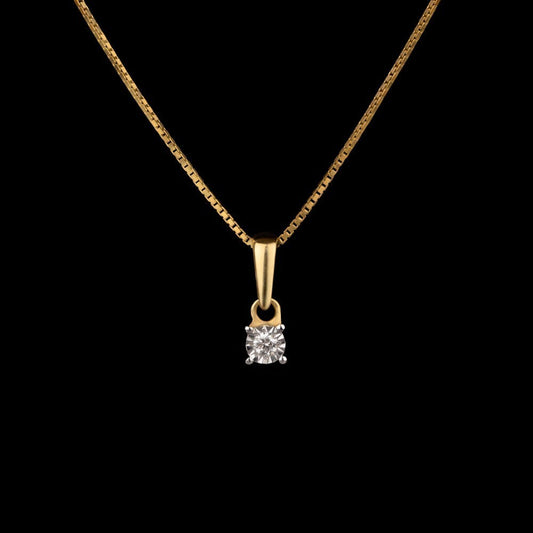 14K Yellow Gold Diamond Pendant - 0.04ct SI-IJ