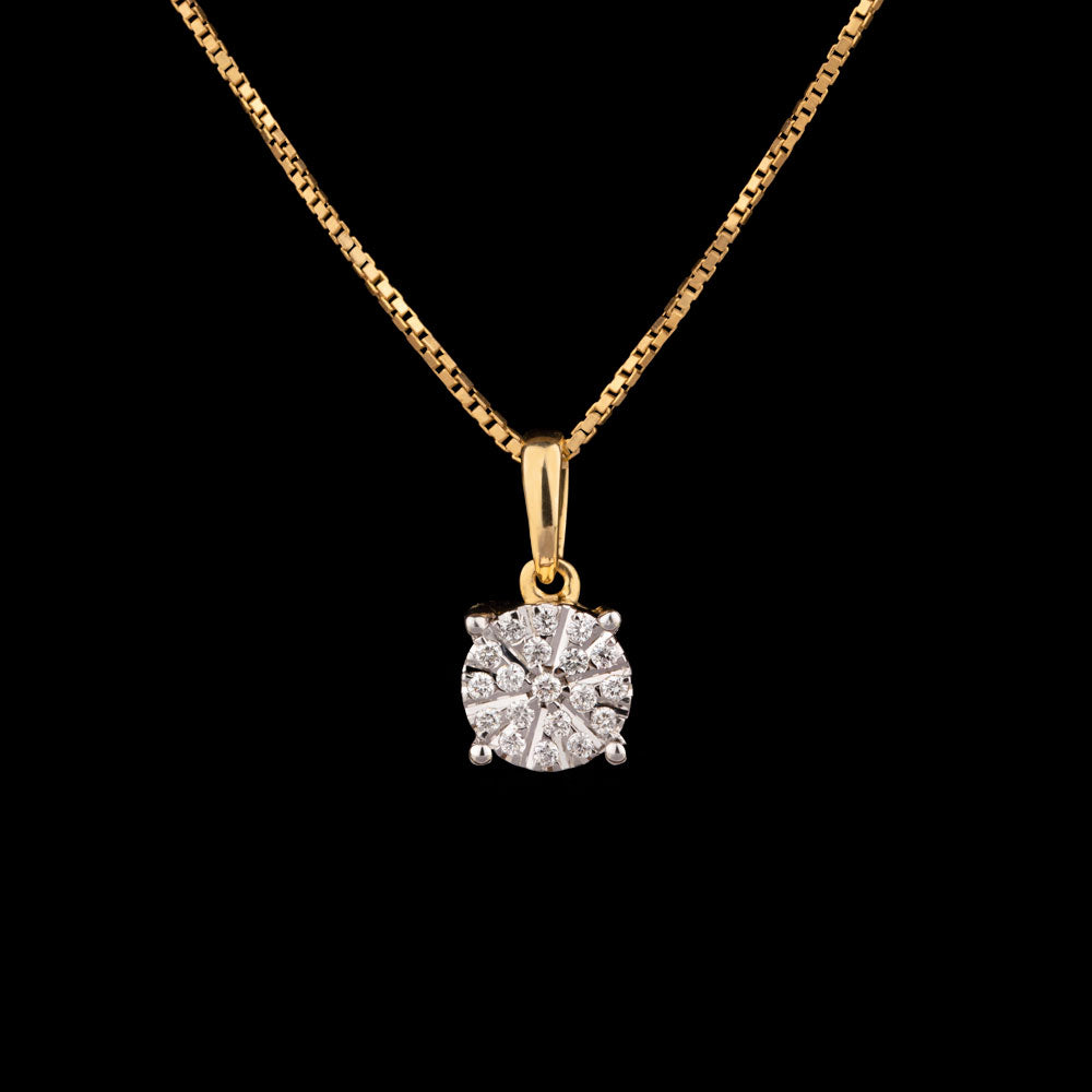 18K Yellow Gold Diamond Pendant - 0.09ct VVS-VS-GH