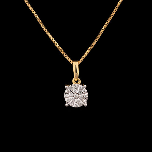 18K Yellow Gold Diamond Pendant - 0.09ct VVS-VS-GH