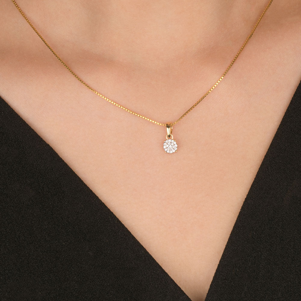 18K Yellow Gold Diamond Pendant - 0.09ct VVS-VS-GH