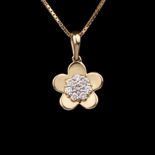 14K Yellow Gold Diamond Pendant - 0.15ct SI-IJ