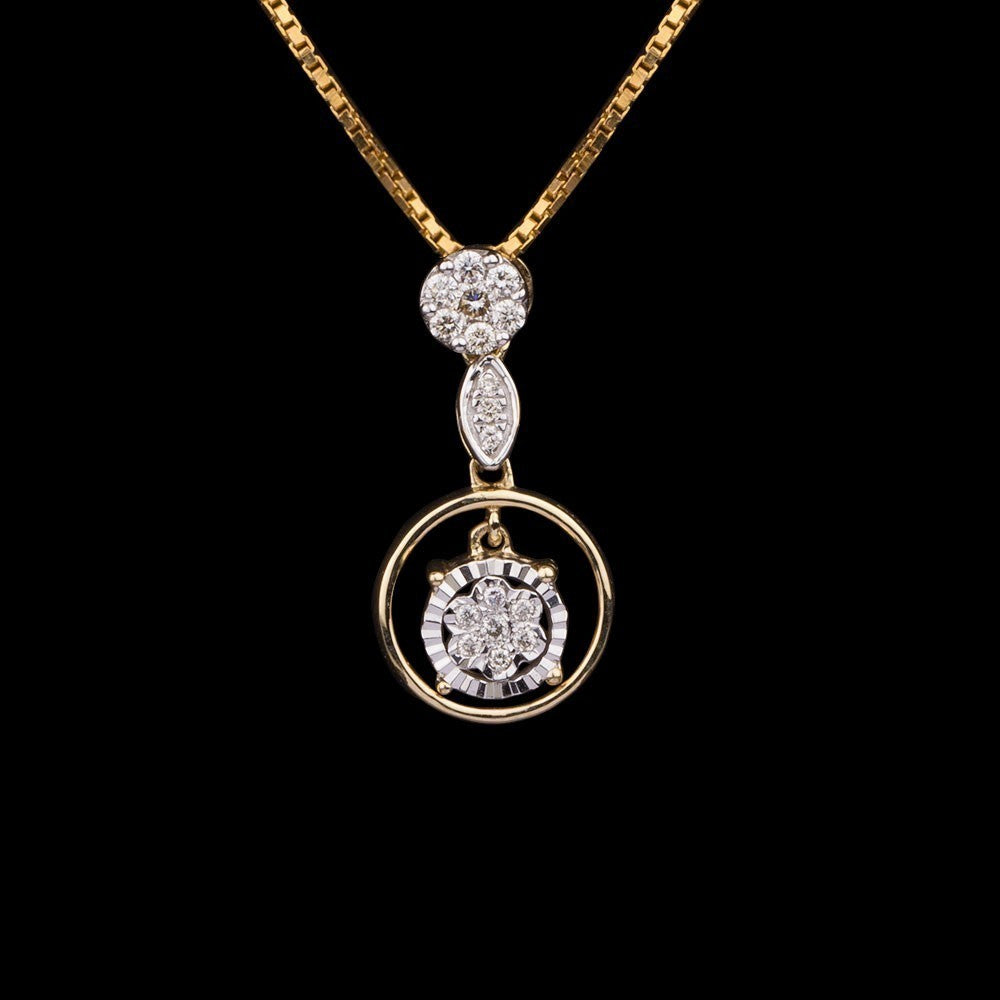 18K Yellow Gold Diamond Pendant - 0.15ct VS-FG
