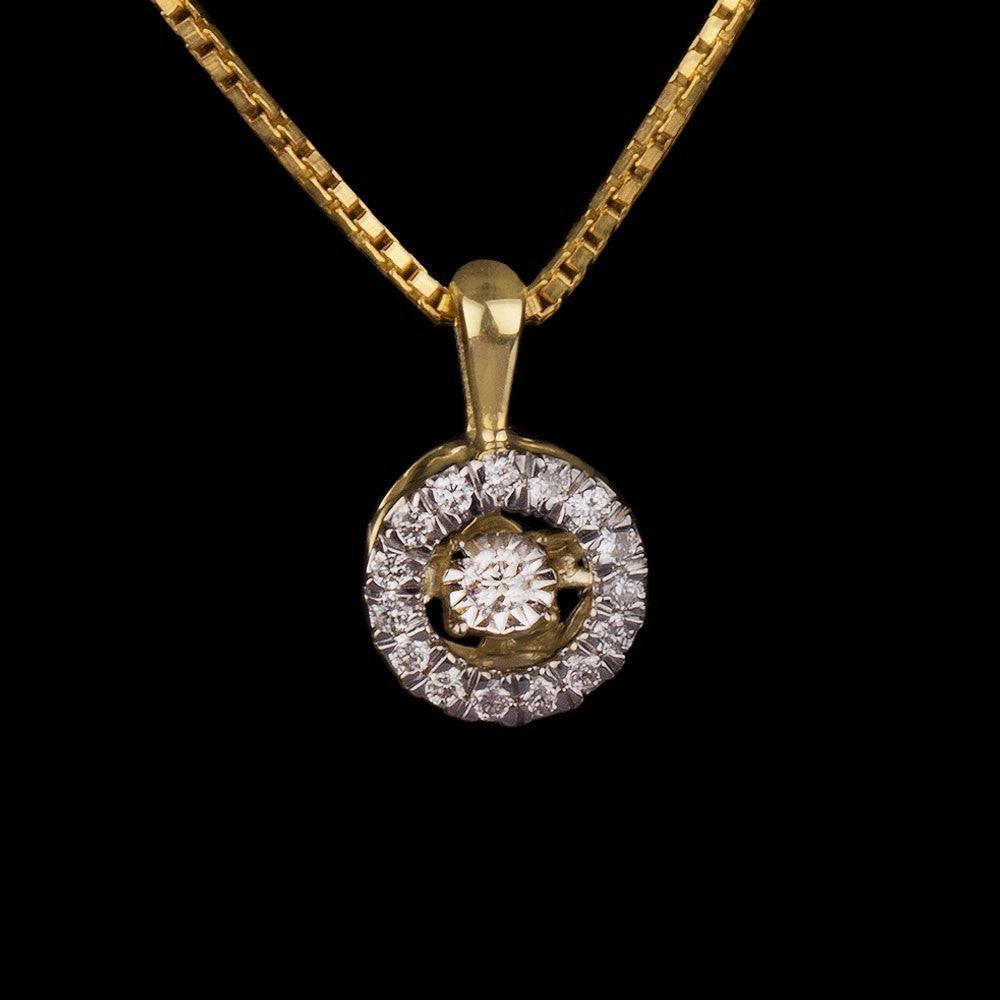 14K Yellow Gold Diamond Pendant - 0.11ct SI-IJ