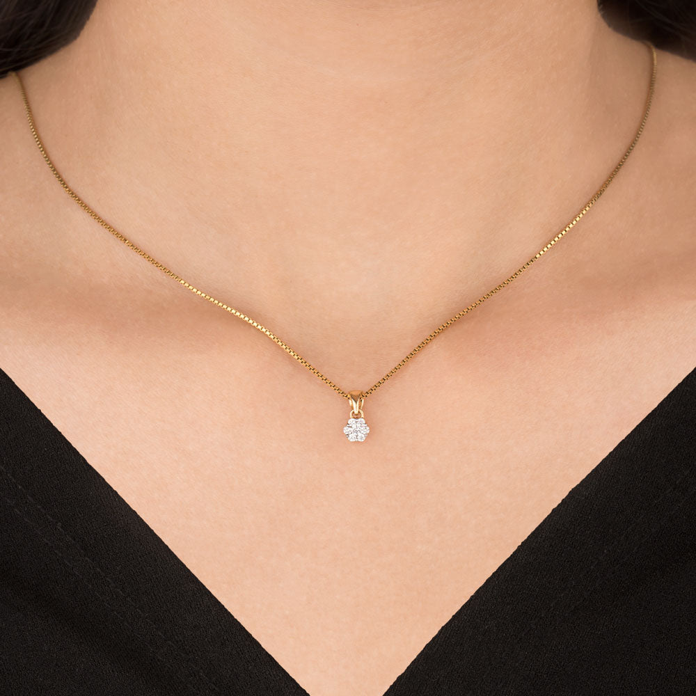18K Yellow Gold Diamond Pendant - 0.123ct VVS-VS-GH