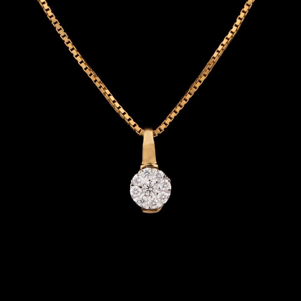 18K Yellow Gold Diamond Pendant - 0.12ct VVS-VS-HI