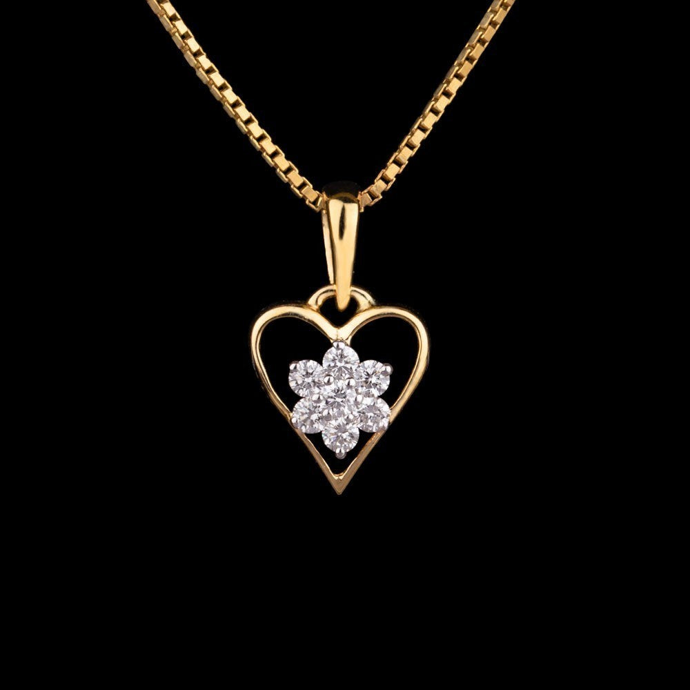 18K Yellow Gold Diamond Pendant - 0.16ct VS-GH