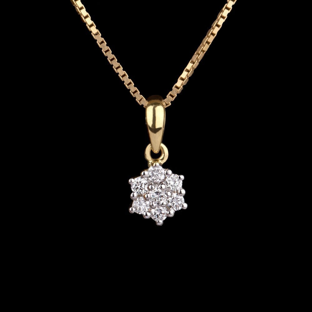 18K Yellow Gold Diamond Pendant - 0.2ct VS-FG