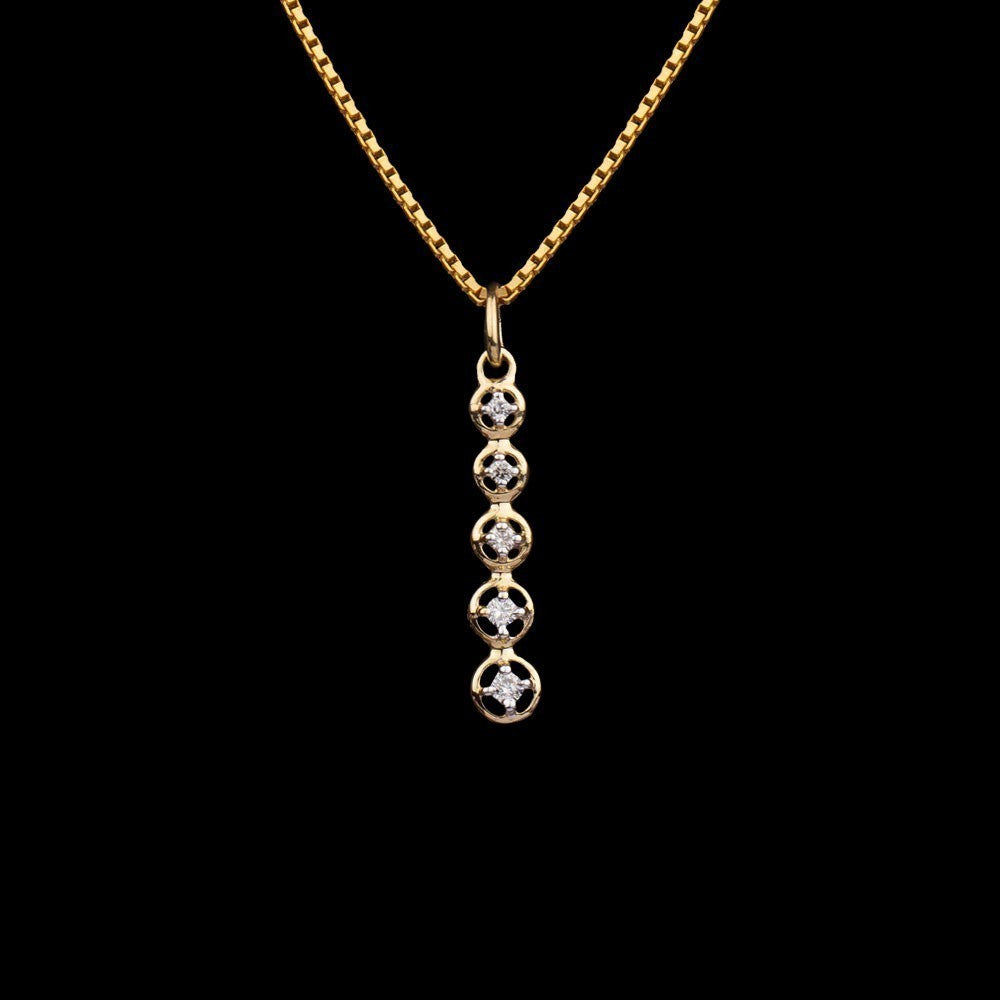 18K Yellow Gold Diamond Pendant - 0.056ct SI-GH