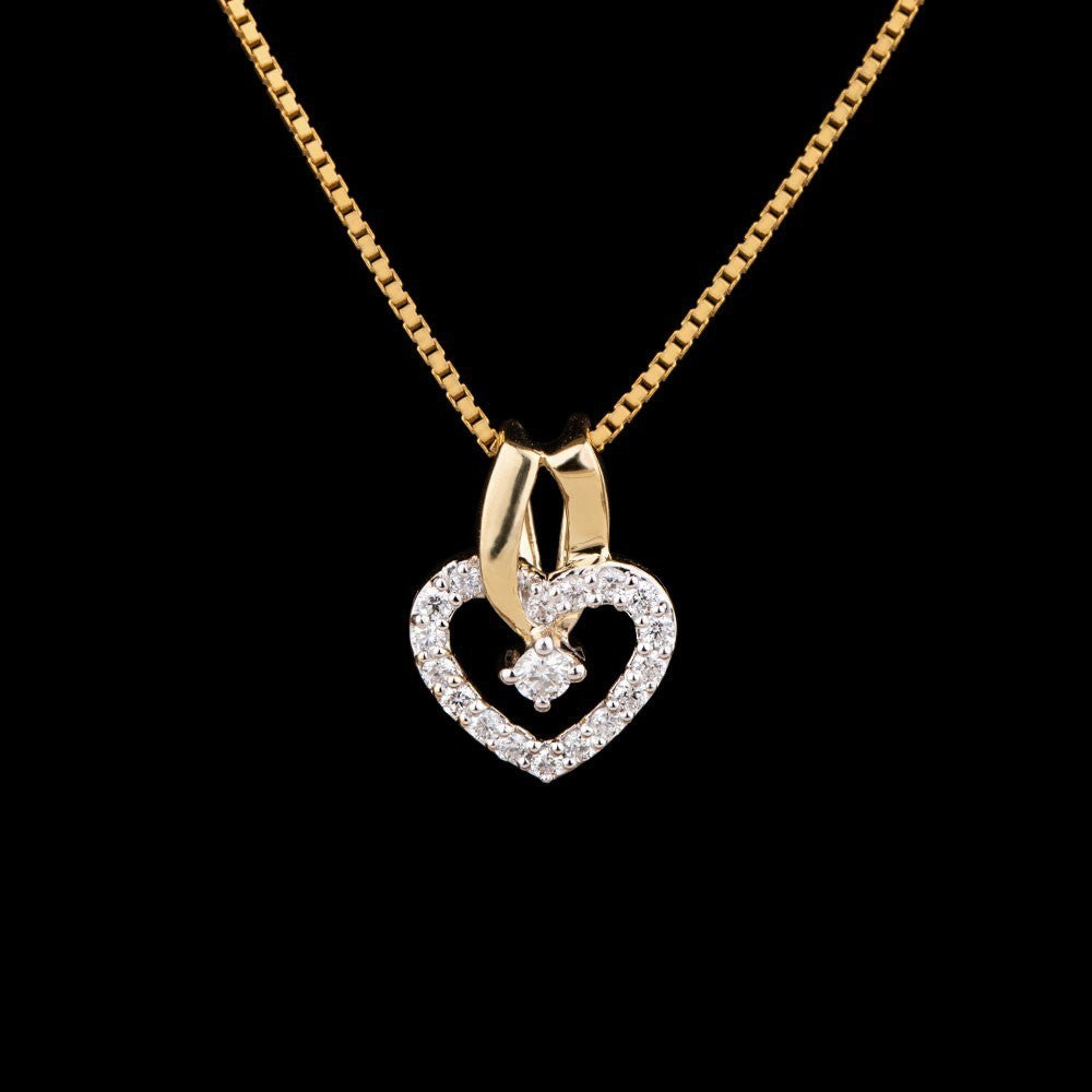 14K Yellow Gold Diamond Pendant - 0.2ct VS-GH