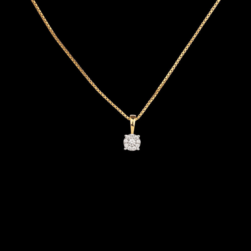18K Yellow Gold Diamond Pendant - 0.122ct VVS-VS-GH