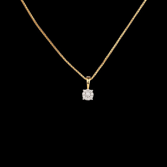 18K Yellow Gold Diamond Pendant - 0.122ct VVS-VS-GH