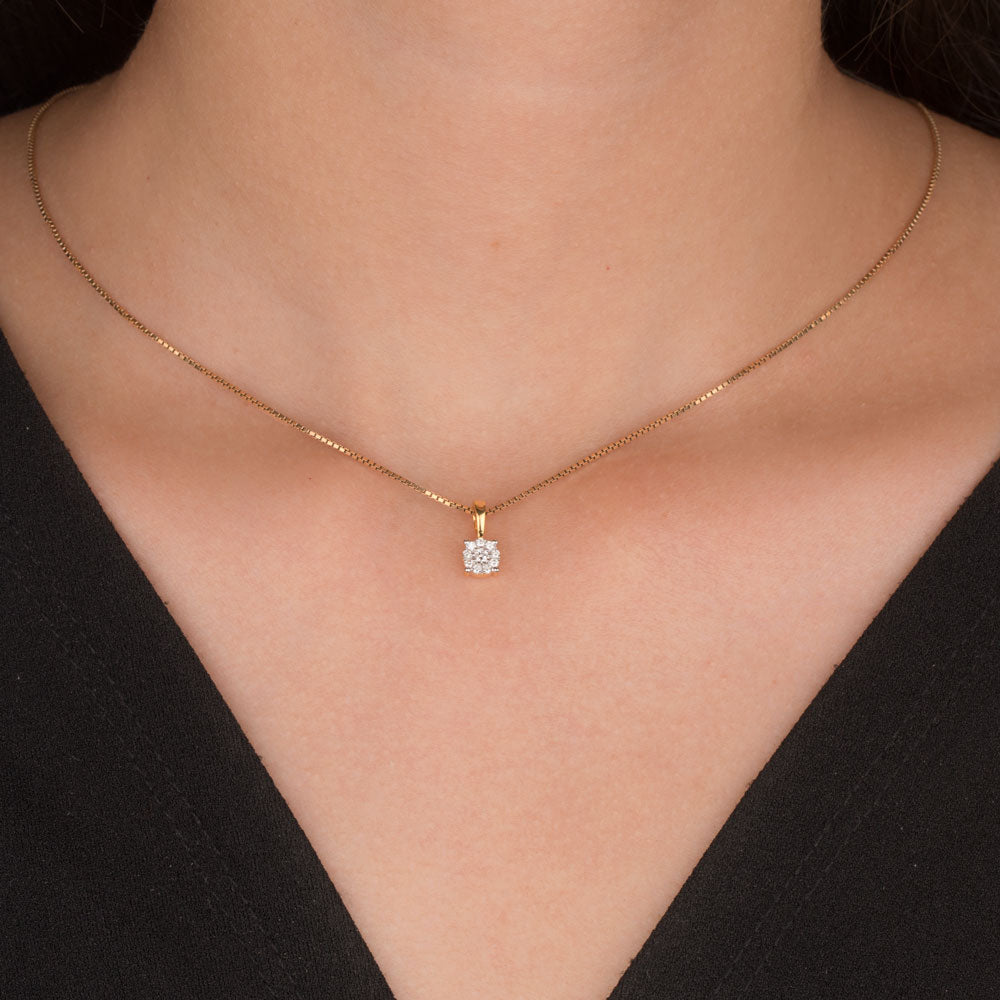 18K Yellow Gold Diamond Pendant - 0.122ct VVS-VS-GH