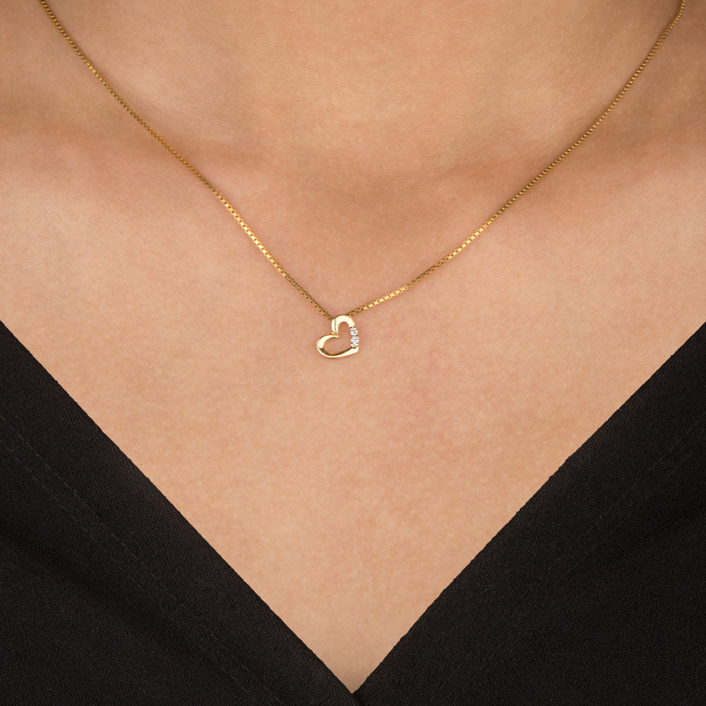 14K Yellow Gold Diamond Pendant - 0.02ct SI-IJ