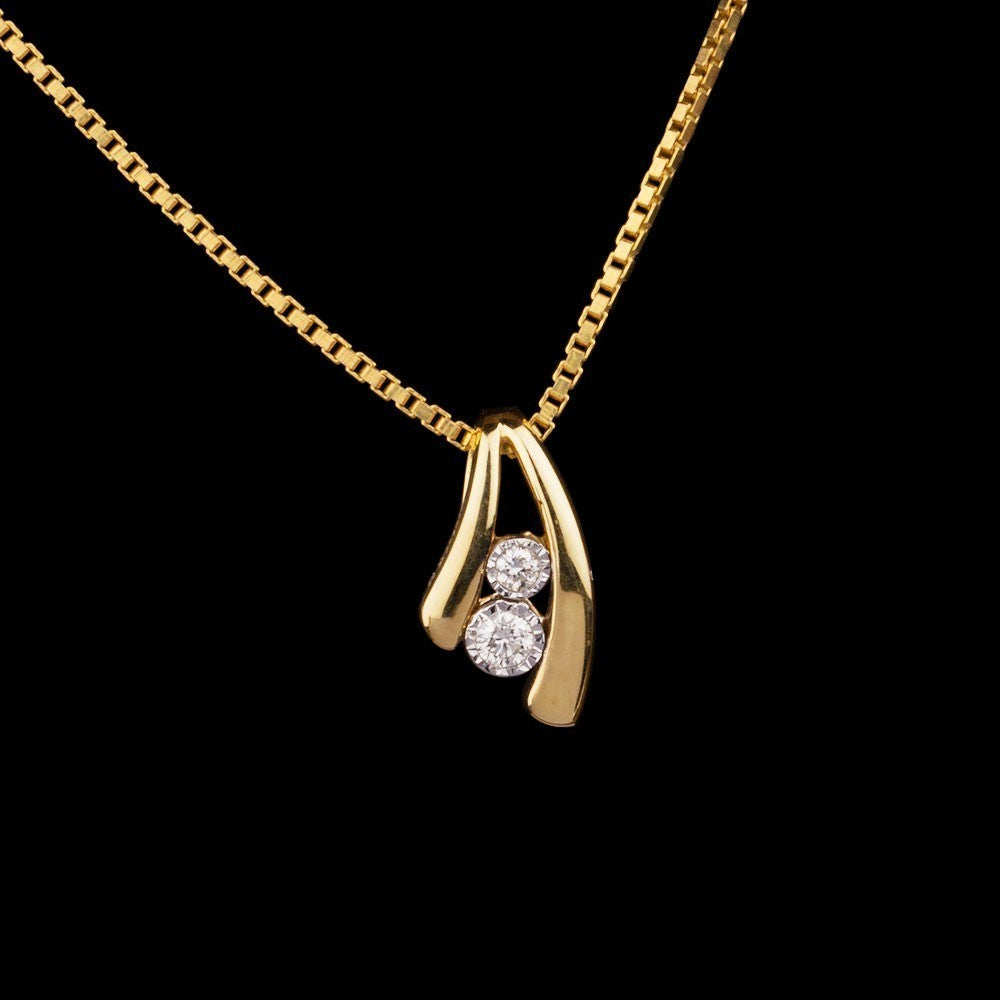 14K Yellow Gold Diamond Pendant - 0.04ct SI-IJ