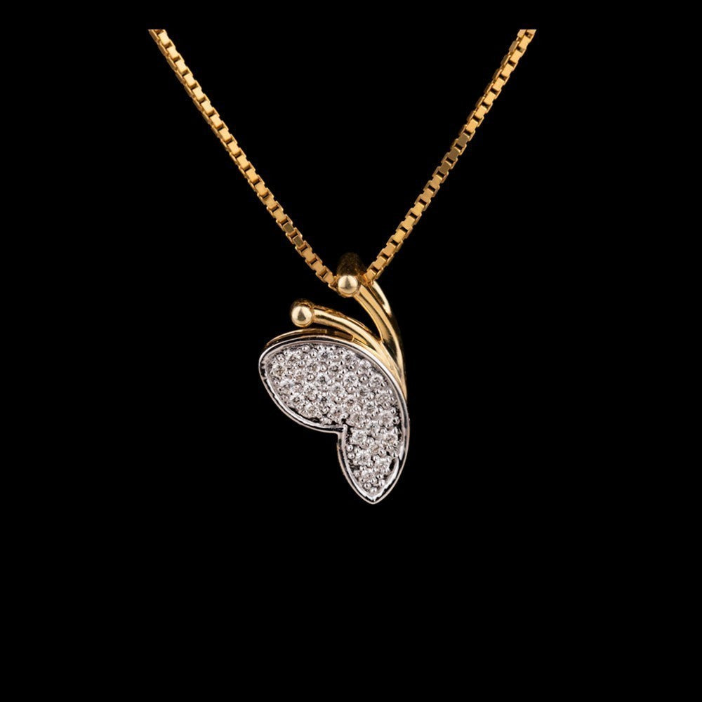 14K Yellow Gold Diamond Pendant - 0.12ct SI-IJ
