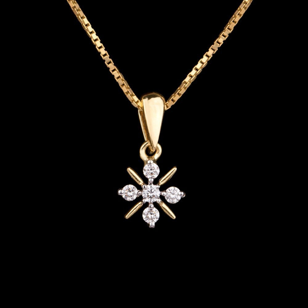 18K Yellow Gold Diamond Pendant - 0.18ct VVS-VS-GH