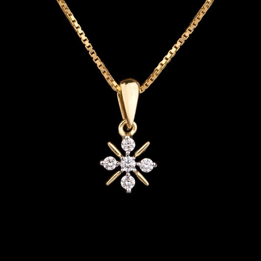 18K Yellow Gold Diamond Pendant - 0.18ct VVS-VS-GH