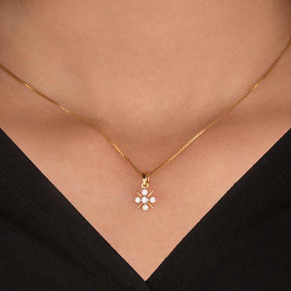 18K Yellow Gold Diamond Pendant - 0.18ct VVS-VS-GH