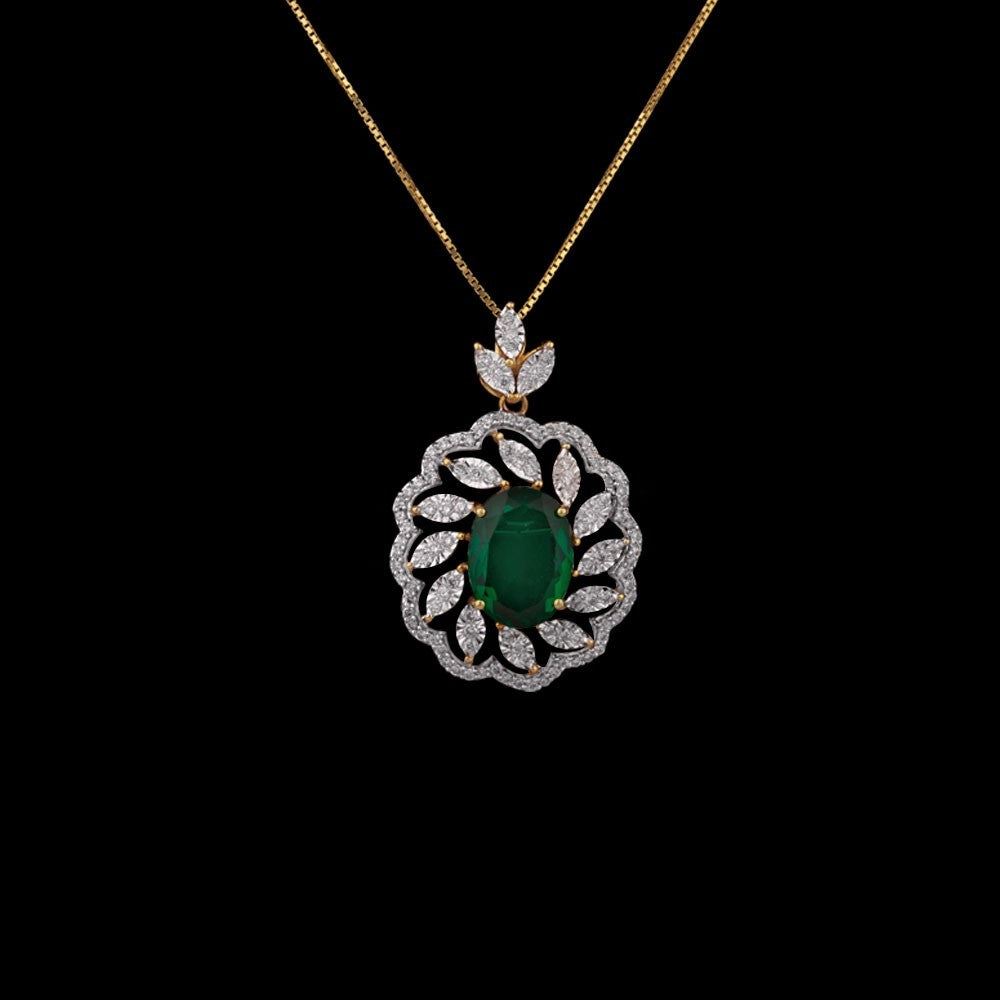 18K Yellow Gold Diamond Pendant - 0.662ct VS-GH with Colour Stones