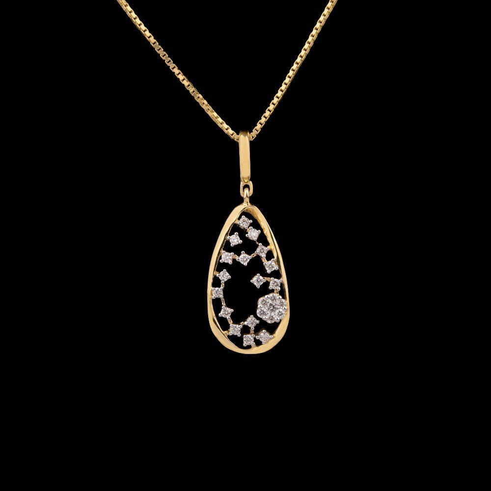 14K Yellow Gold Diamond Pendant - 0.24ct VVS-VS-HI