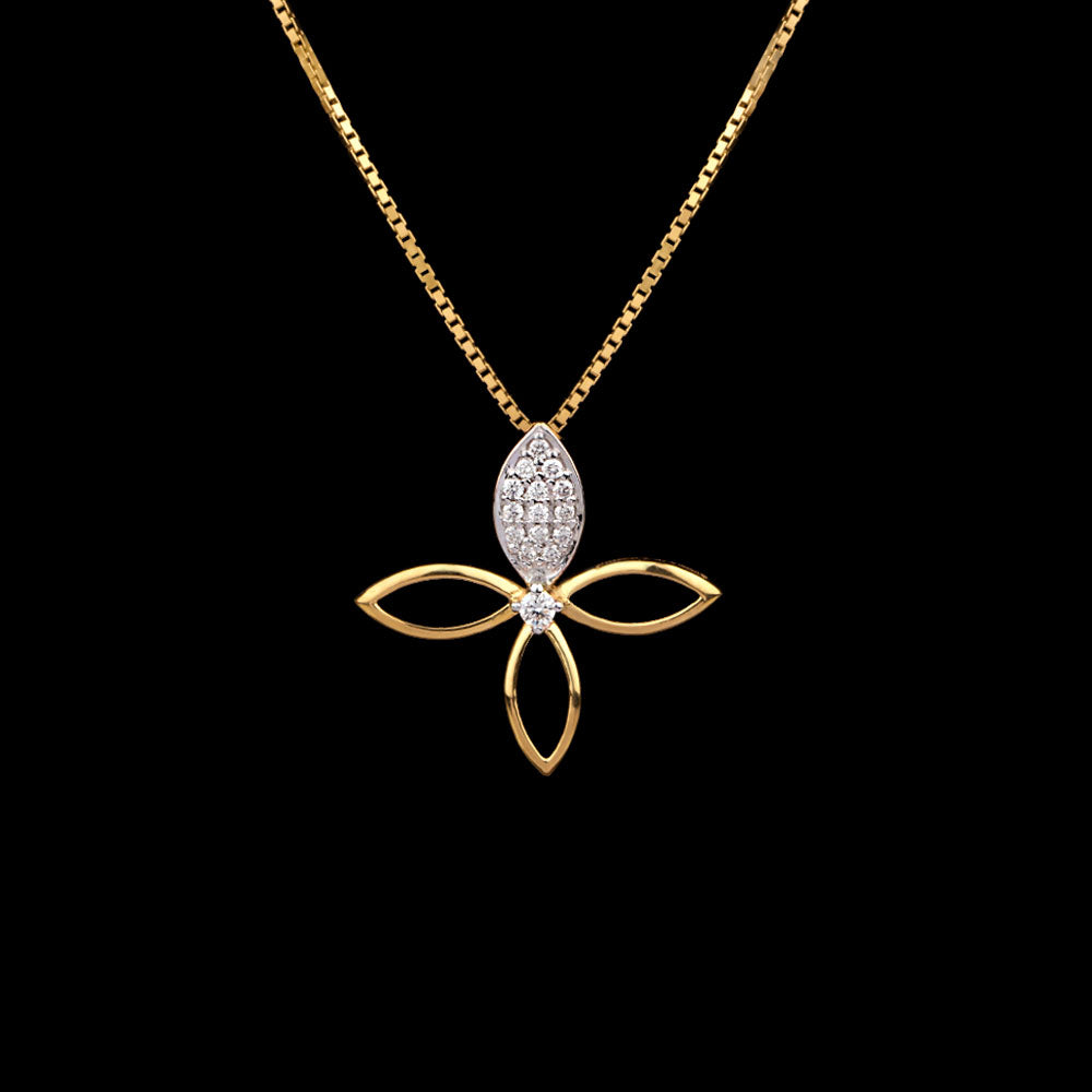 14K Yellow Gold Diamond Pendant - 0.11ct VVS-EF