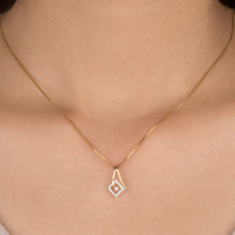 14K Yellow Gold Diamond Pendant - 0.08ct VVS-FG