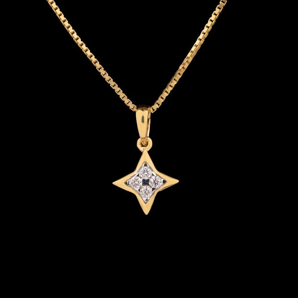 14K Yellow Gold Diamond Pendant - 0.08ct SI-IJ