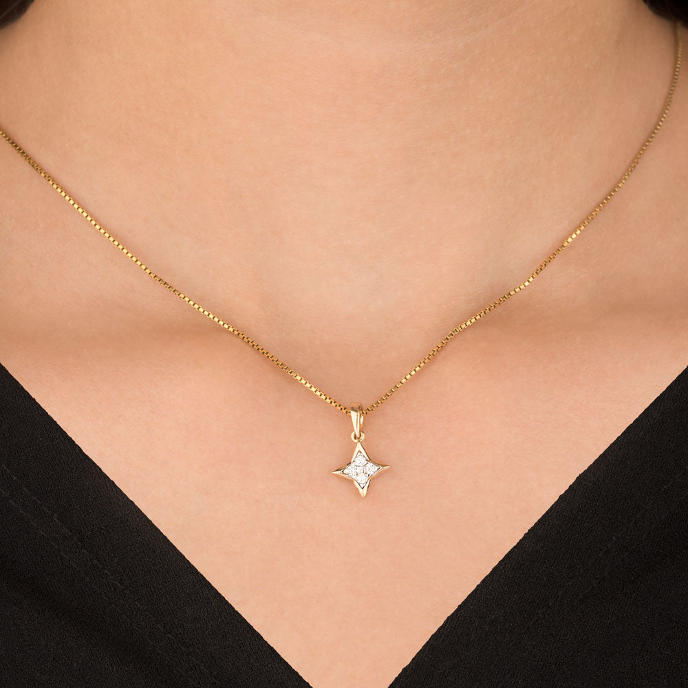 14K Yellow Gold Diamond Pendant - 0.08ct SI-IJ
