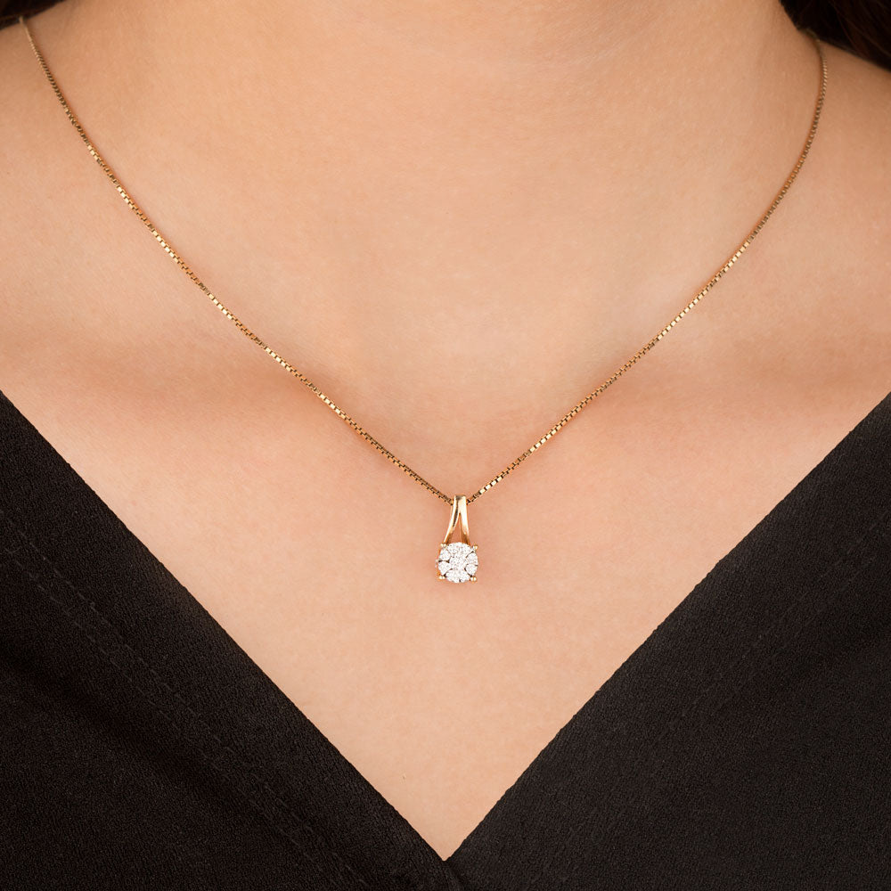 14K Yellow Gold Diamond Pendant - 0.19ct VVS-VS-GH