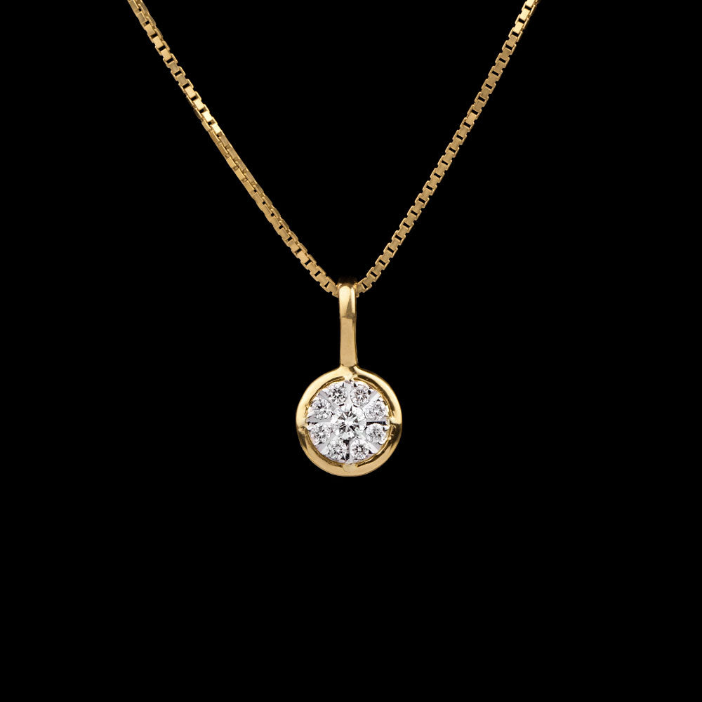18K Yellow Gold Diamond Pendant - 0.188ct VVS-VS-HI