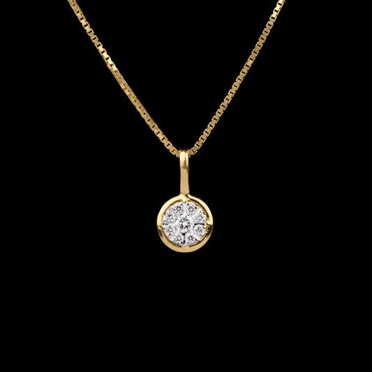 18K Yellow Gold Diamond Pendant - 0.188ct VVS-VS-HI