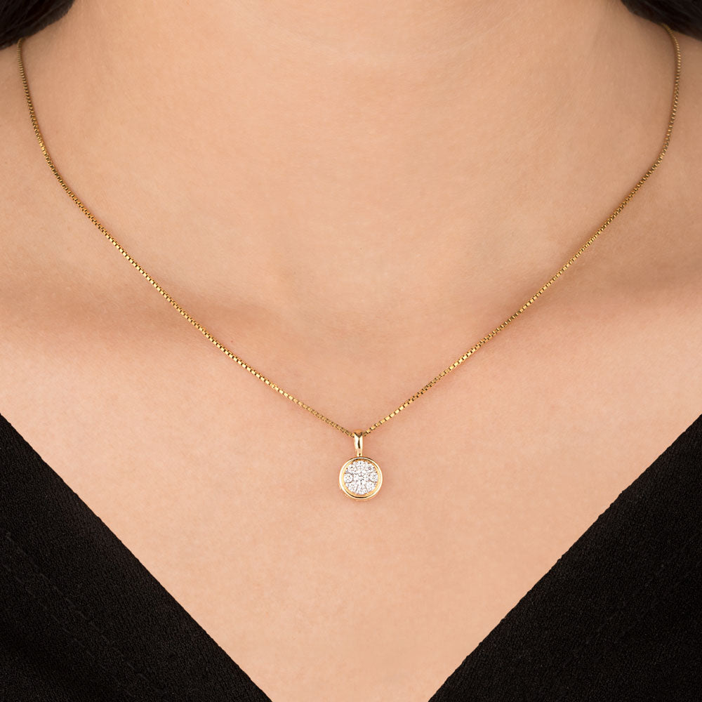 18K Yellow Gold Diamond Pendant - 0.188ct VVS-VS-HI