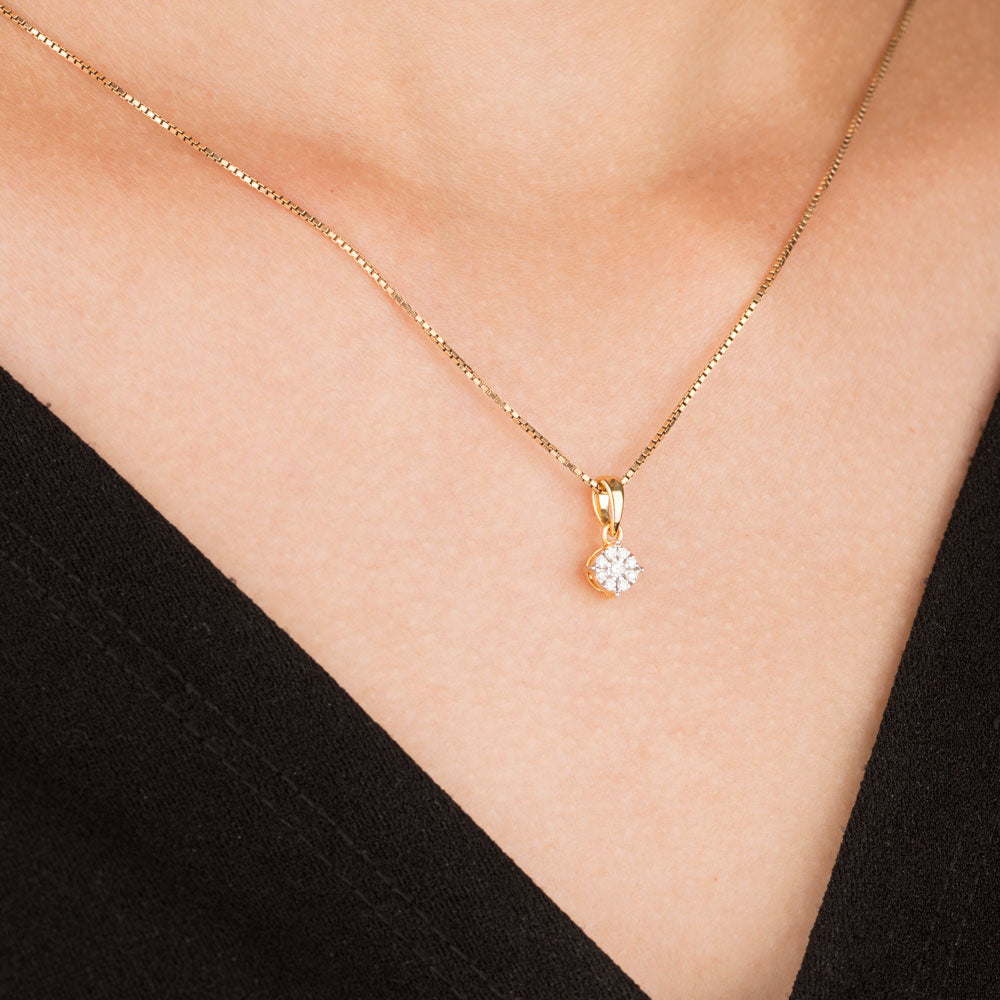 14K Yellow Gold Diamond Pendant - 0.11ct VS-GH