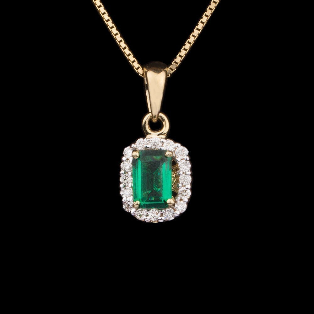 14K Yellow Gold Diamond Pendant - 0.14ct SI-IJ with Colour Stones