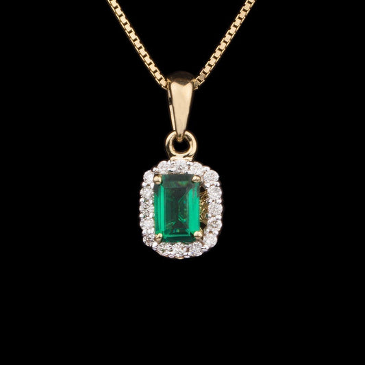 14K Yellow Gold Diamond Pendant - 0.14ct SI-IJ with Colour Stones