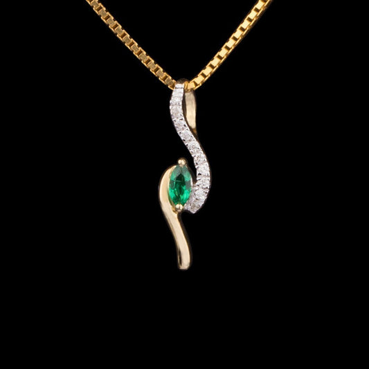 14K Yellow Gold Diamond Pendant - 0.04ct SI-IJ with Colour Stones