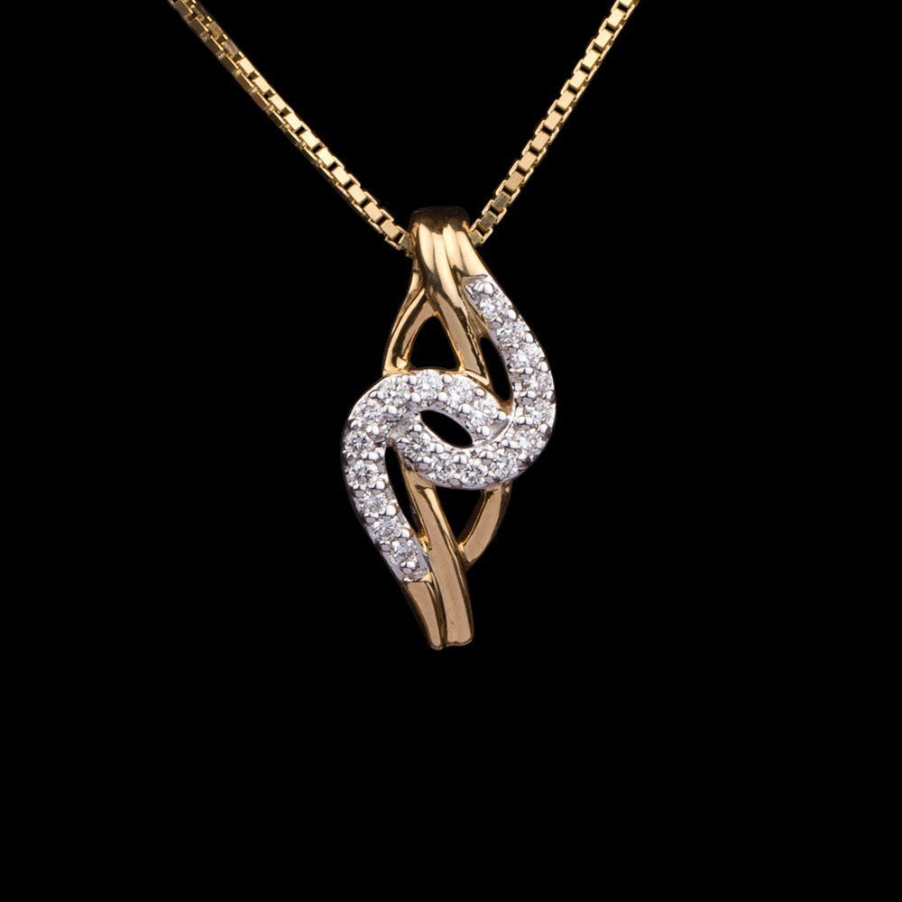 18K Yellow Gold Diamond Pendant - 0.09ct VVS-EF